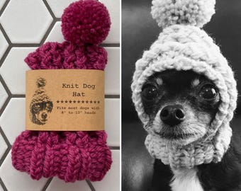 Mulberry Knit Wool Hat for Small Dog - Puppy Hood - Chihuahua Clothes - Warm Winter Dog Beanie - Snood - Berry