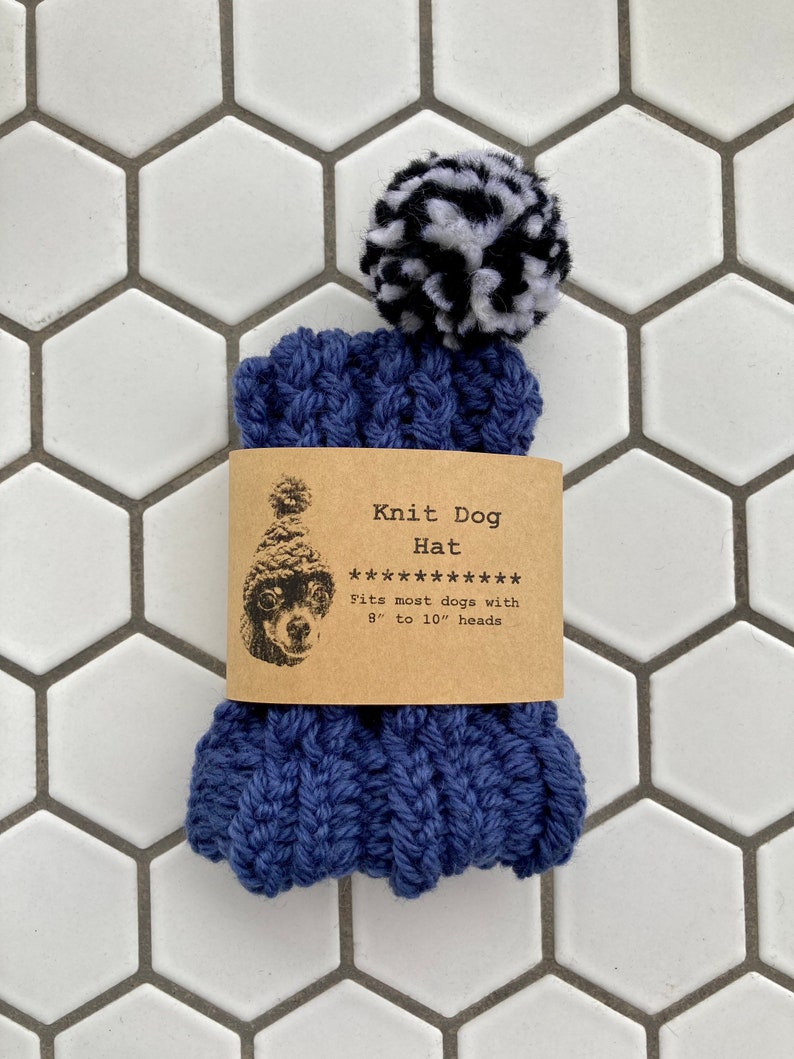 Indigo Blue Knit Wool Hat for Small Dog Puppy Hood Chihuahua Clothes Warm Winter Dog Beanie image 5