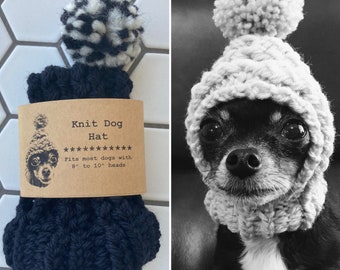 Black Wool - Knit Hat for Small Dog - Puppy Hood - Chihuahua Clothes - Warm Winter Dog Beanie - Snood