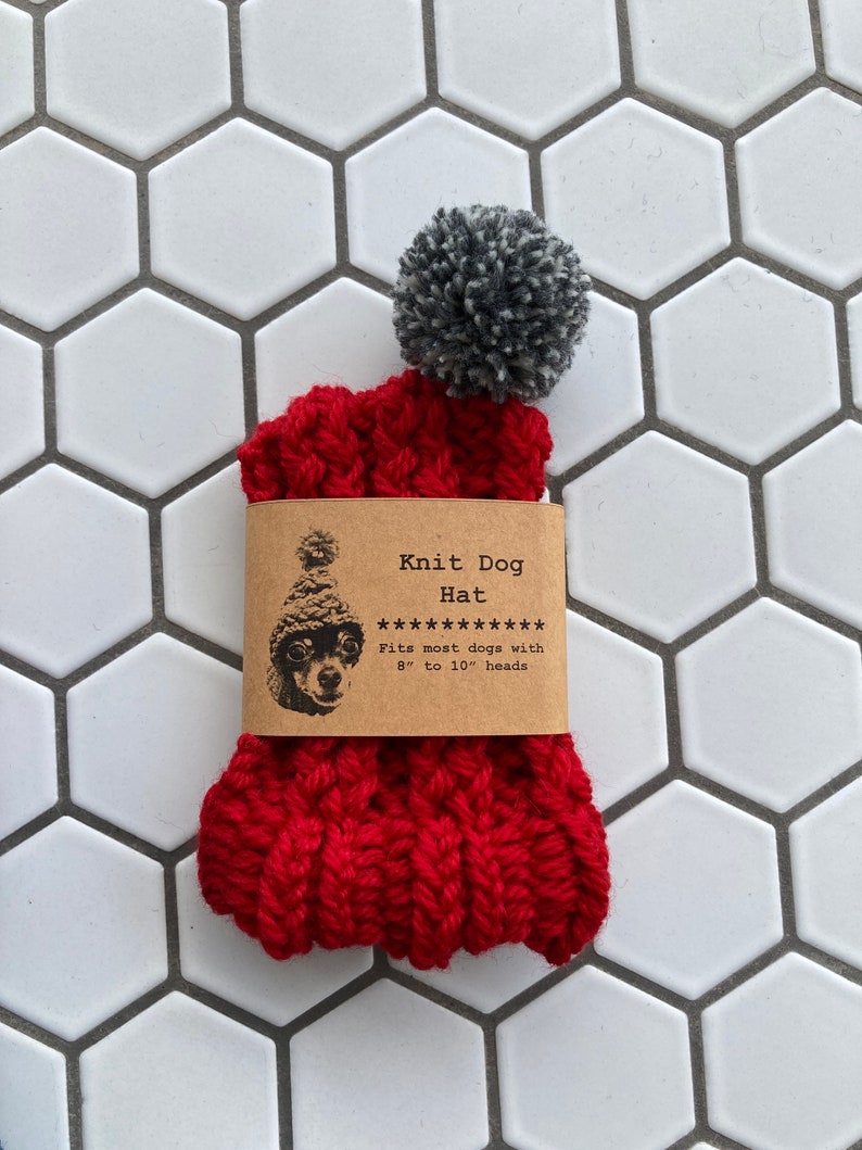 Red Knit Wool Hat for Small Dog Puppy Hood Chihuahua Clothes Warm Winter Dog Beanie Snood image 4