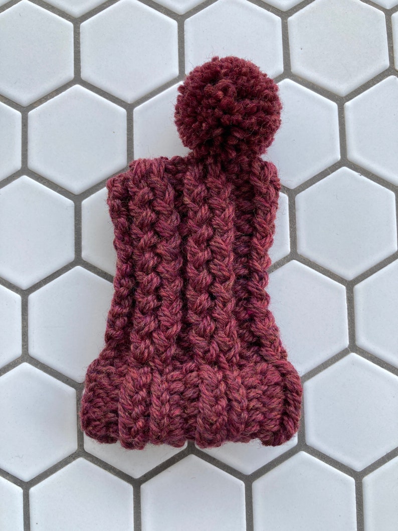 Maroon Knit Wool Hat for Small Dog Puppy Hood Chihuahua Clothes Warm Winter Dog Beanie Snood Red image 2