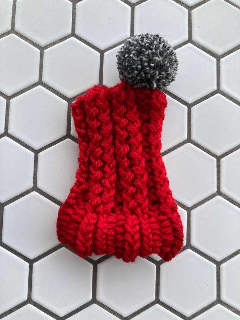 Red Knit Wool Hat for Small Dog Puppy Hood Chihuahua Clothes Warm Winter Dog Beanie Snood Dark Grey Marl