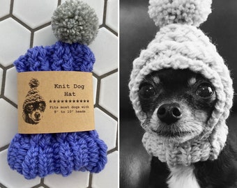 Cornflower Blue Knit Wool Hat for Small Dog - Puppy Hood - Chihuahua Clothes - Warm Winter Dog Beanie - Snood