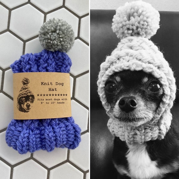 Cornflower Blue Knit Wool Hat for Small Dog - Puppy Hood - Chihuahua Clothes - Warm Winter Dog Beanie - Snood