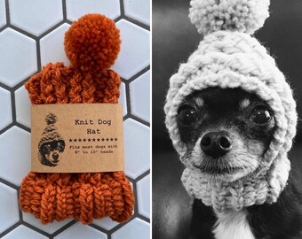 Pumpkin Orange Knit Wool Hat for Small Dog - Puppy Hood - Chihuahua Clothes - Warm Winter Dog Beanie - Snood