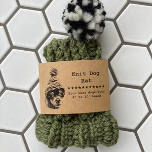 Sage Green Knit Hat for Small Dog Puppy Hood Chihuahua Clothes Warm Winter Dog Beanie Snood afbeelding 3