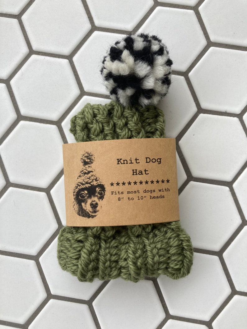 Sage Green Knit Hat for Small Dog Puppy Hood Chihuahua Clothes Warm Winter Dog Beanie Snood afbeelding 3