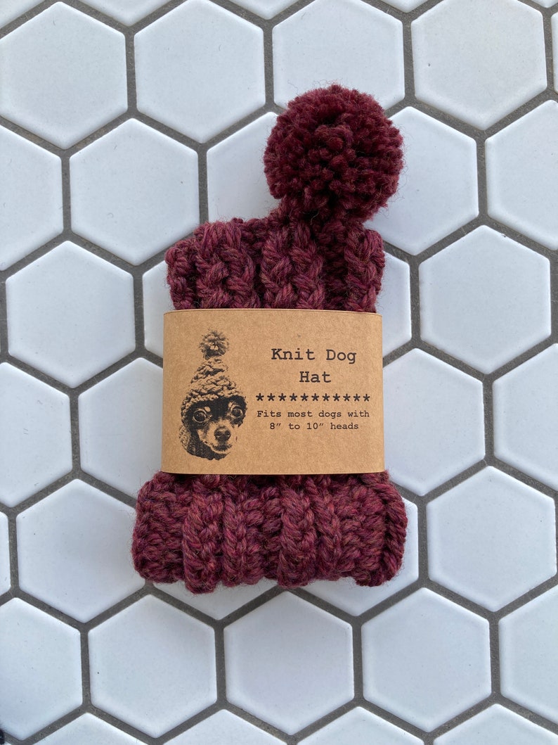 Maroon Knit Wool Hat for Small Dog Puppy Hood Chihuahua Clothes Warm Winter Dog Beanie Snood Red image 5