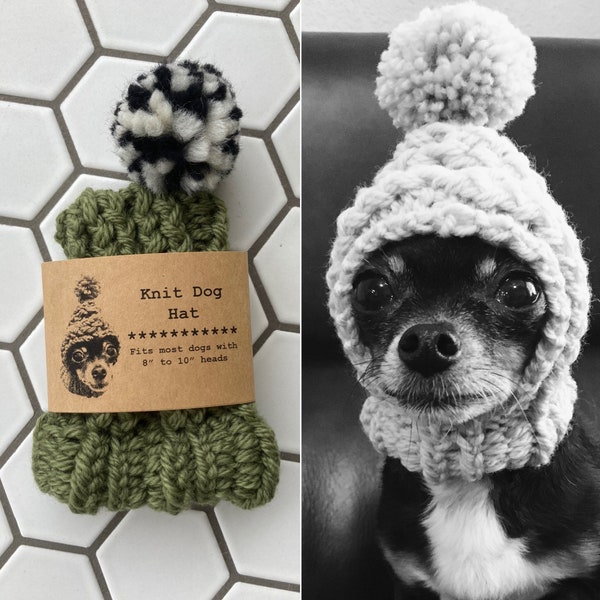 Sage Green - Knit Hat for Small Dog - Puppy Hood - Chihuahua Clothes - Warm Winter Dog Beanie - Snood