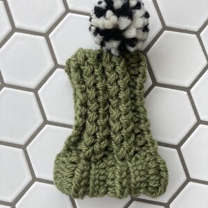 Sage Green Knit Hat for Small Dog Puppy Hood Chihuahua Clothes Warm Winter Dog Beanie Snood afbeelding 2