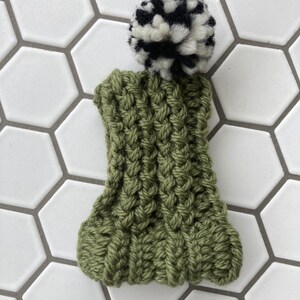 Sage Green Knit Hat for Small Dog Puppy Hood Chihuahua Clothes Warm Winter Dog Beanie Snood image 2