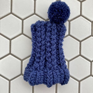 Indigo Blue Knit Wool Hat for Small Dog Puppy Hood Chihuahua Clothes Warm Winter Dog Beanie Indigo