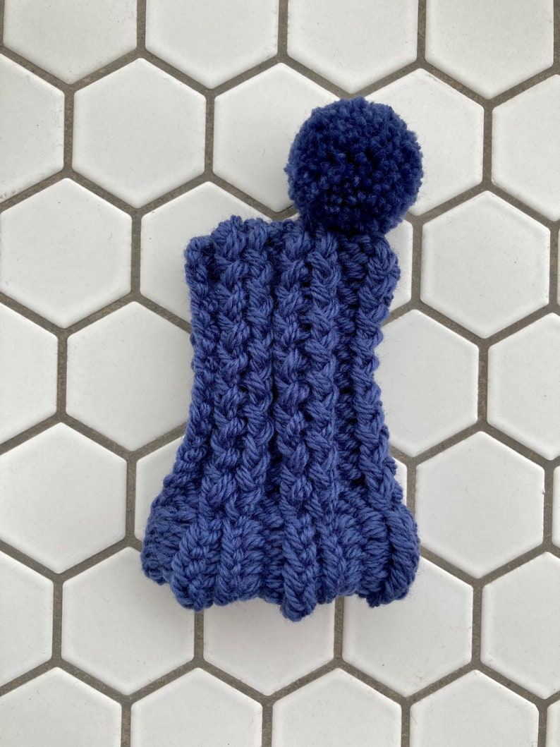 Indigo Blue Knit Wool Hat for Small Dog Puppy Hood Chihuahua Clothes Warm Winter Dog Beanie Indigo