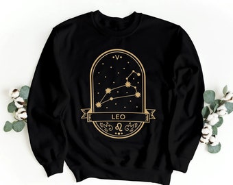 Leo Gold Sigil Sweatshirt | Zodiac Sign Sweatshirt | Leo Gift | Horoscope Sweatshirt | Astrology Sweatshirt |