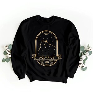 Aquarius Gold Sigil Sweatshirt | Zodiac Sign Sweatshirt | Aquarius Gift | Horoscope Sweatshirt | Astrology Sweatshirt |