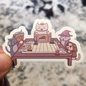 Cats Playing Rpg Sticker | Rpg Sticker | Tabletop Gaming Sticker | RPG Sticker | Cat Sticker | Game Master Rpg Sticker | GM Sticker