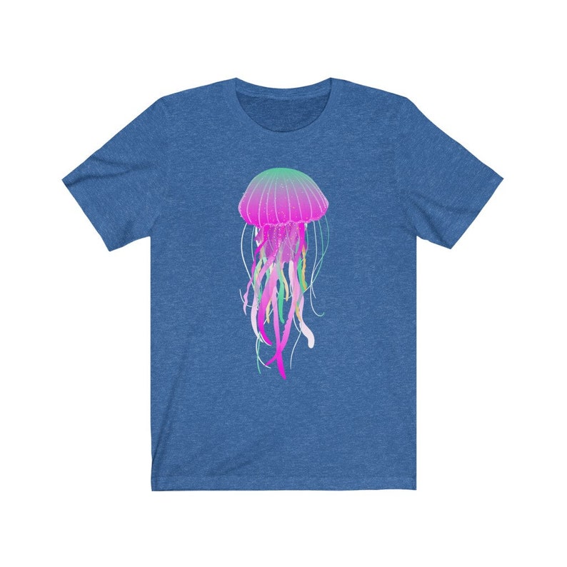 Electric Jellyfish T-Shirt Animal Shirt Sea Creature Shirt Jellyfish Shirt Heather True Royal