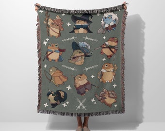 Traveling Toadsters Woven Blanket | Tabletop Rpg Blanket | Nerdy Blanket | Frog Woven Blanket | Dungeoneering Woven Blanket