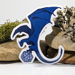 Blue Dragon D20 Sticker  | Rpg Sticker | Tabletop Gaming Sticker | RPG Sticker | Game Master Rpg Sticker | GM Sticker