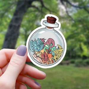 Dragon Potion Sticker | Chibi Dragon Sticker | Dice Sticker | Rpg Sticker | Tabletop Gaming Sticker | RPG Sticker