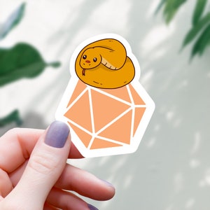 Snek on D20 Vinyl Sticker | Tabletop RPG Gift | Nerdy Sticker | Dice Sticker | Rpg Sticker | Tabletop Gaming Sticker | RPG Sticker