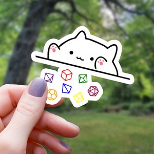 White Cat Throwing Dice Sticker |  | Rpg Sticker | GM Sticker | Game Master Sticker | Tabletop RPG Sticker | Tabletop Gaming