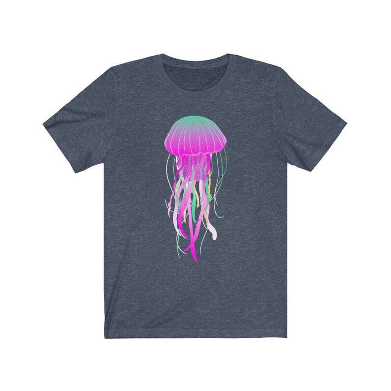 Electric Jellyfish T-Shirt Animal Shirt Sea Creature Shirt Jellyfish Shirt Heather Navy