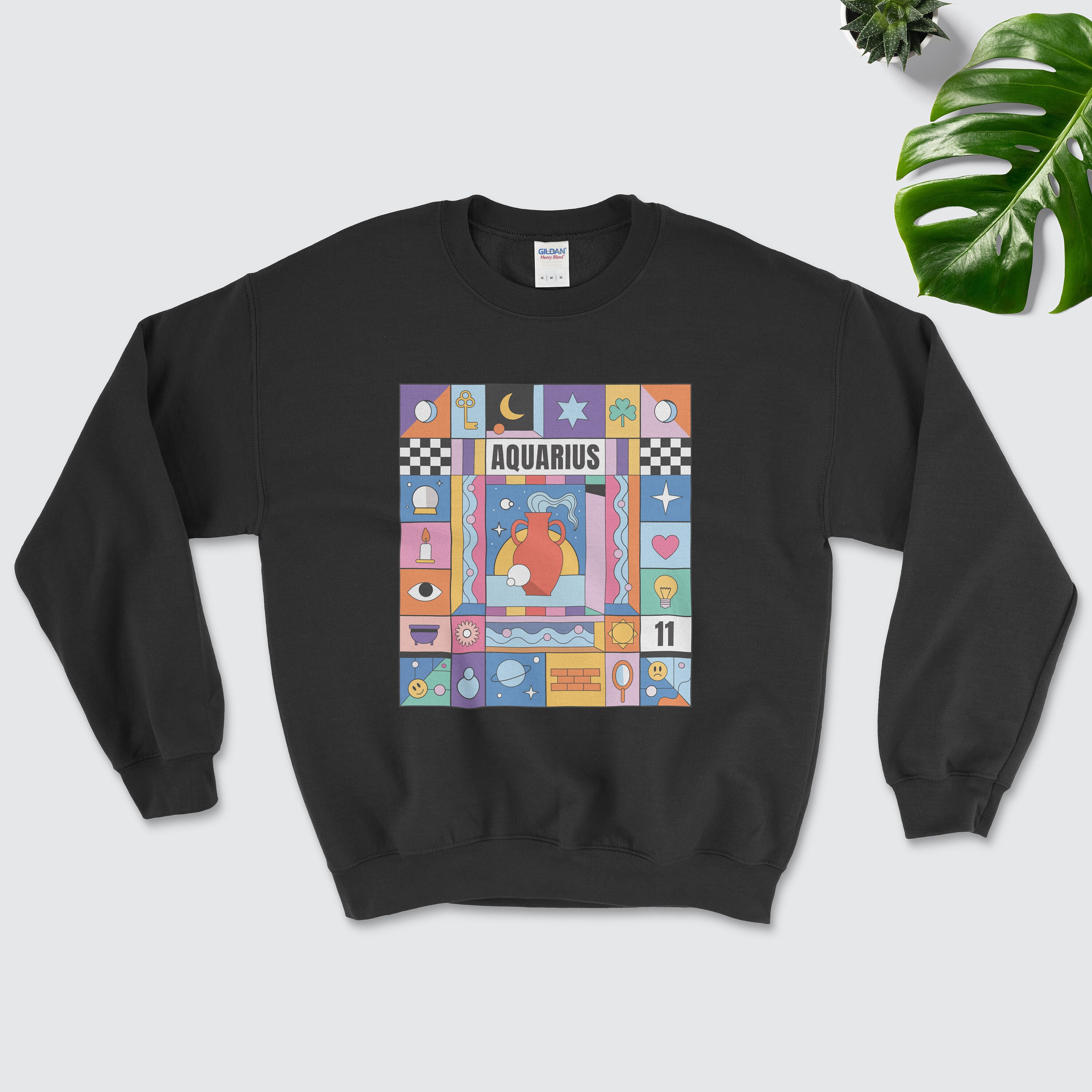 Acuario colorido bloque arte sudadera / puente de acuario / puente del zodiaco de acuario / zodiaco de acuario / 1