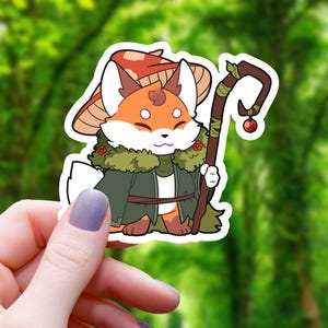 Red Fox Druid Sticker | TTRPG Sticker | Role Playing Sticker | Nerdy Sticker | Laptop Sticker