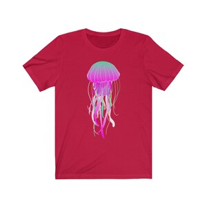 Electric Jellyfish T-Shirt Animal Shirt Sea Creature Shirt Jellyfish Shirt Red