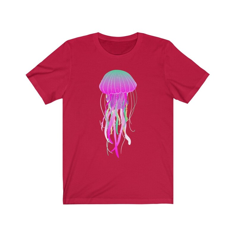 Electric Jellyfish T-Shirt Animal Shirt Sea Creature Shirt Jellyfish Shirt Red