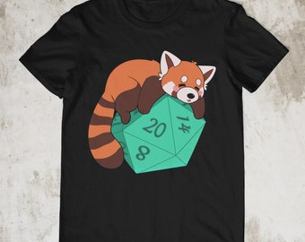 Roter Panda D20 T-Shirt | Rollenspiel Shirt | Spielleiter Shirt | Tabletop-Gaming