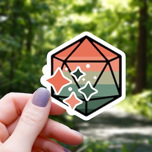 Retro Sparkle D20 Vinyl Sticker | Tabletop RPG Gift | Nerdy Sticker | Dice Sticker | Rpg Sticker | Tabletop Gaming Sticker | RPG Sticker