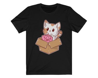 Cat in Box With D20 Dice  T-Shirt | Rpg | Game Master | Tabletop RPG | Tabletop Games | RPG | Role Playing | 1