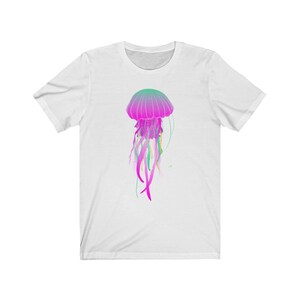 Electric Jellyfish T-Shirt Animal Shirt Sea Creature Shirt Jellyfish Shirt White