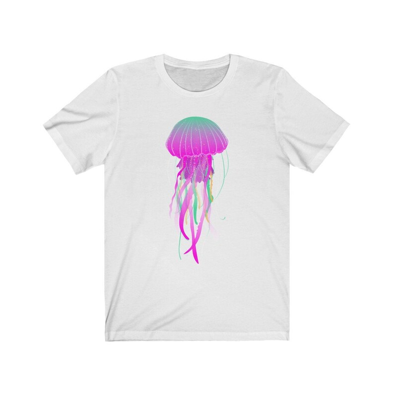 Electric Jellyfish T-Shirt Animal Shirt Sea Creature Shirt Jellyfish Shirt White