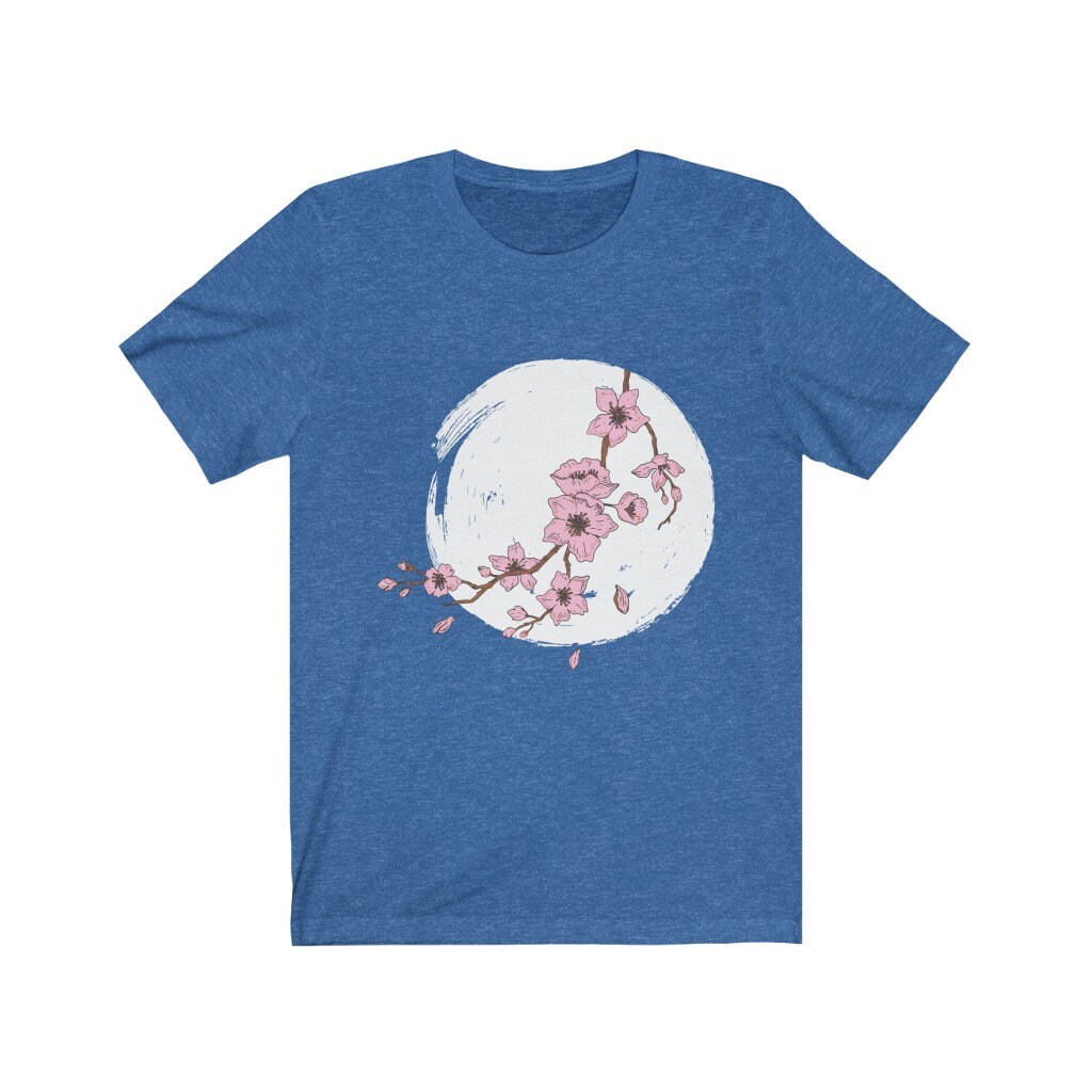 【2plan】Blossom Printing Pigment Short Sleeve T-shirt Watercolor Cherry Blossom T-shirt | Sakura Shirt | Cherry