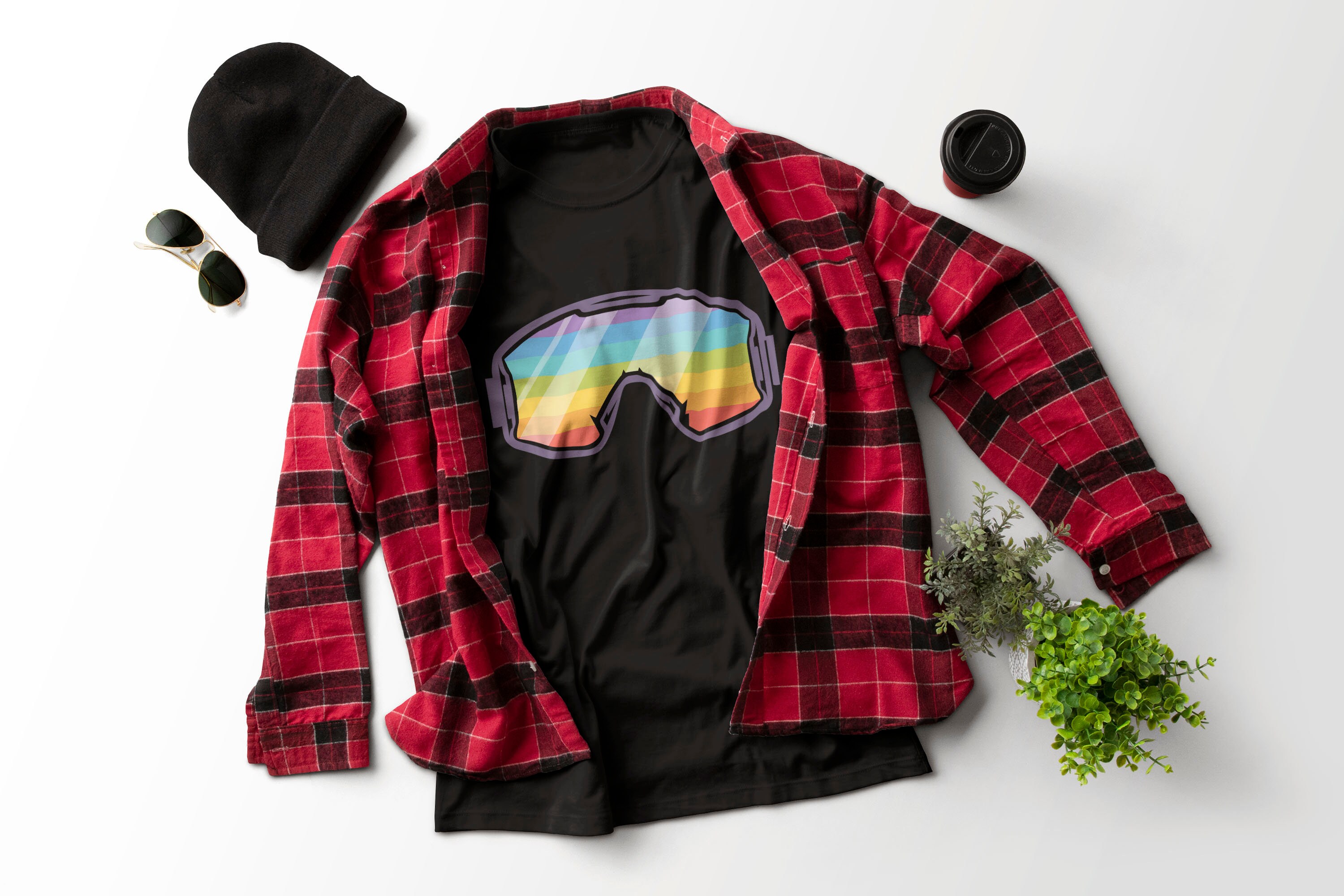 Rainbow Ski Goggles TShirt Pride Shirt Ski Shirt Ski Etsy