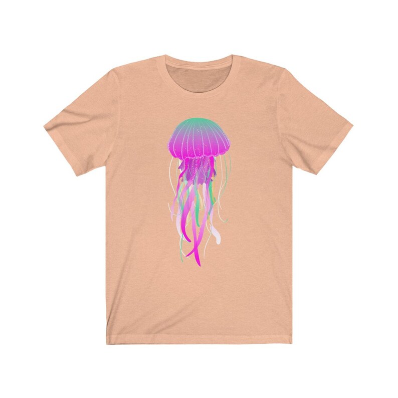 Electric Jellyfish T-Shirt Animal Shirt Sea Creature Shirt Jellyfish Shirt Heather Peach
