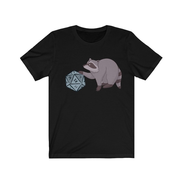 Raccoon D20 T-Shirt | Rpg Shirt | Game Master Shirt | Tabletop Gaming | RPG Shirt | Dice Shirt