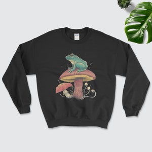 Froggy Mushrooms Sudadera / Psychadelic Jumper / Magic Mushroom Jumper / Mushroom Cap Jumper / 1