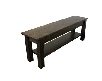 Dark Wood Bench Etsy