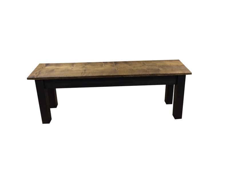 Walnut and Black Farmhouse Bench Rustic Solid Wood Bench Etsy