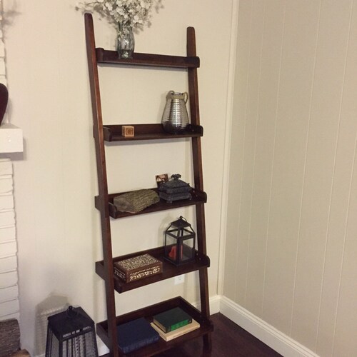 Leaning Ladder Shelf // Bedside Table // Leaning Book Shelf // Etsy