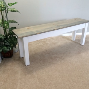 Cottage Farmhouse Bench, Rustic Solid Wood Bench image 2