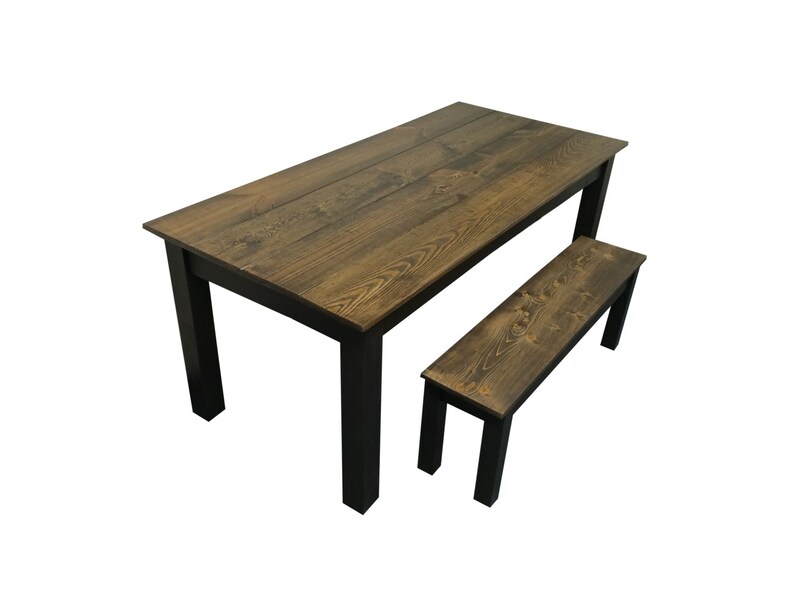 Farmhouse Table Dark Walnut Top Black Base Etsy