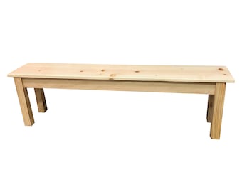 Pine Wood Bench /  Rustic Farmhouse Bench / Solid Wood Bench, Natural Pine color with durable polyurethane clear coat