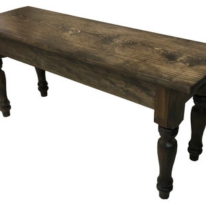 Dark Walnut English Bench / Round Turned Legs / Country Style Bench / Solid Wood Bench, durable polyurethane clear coat