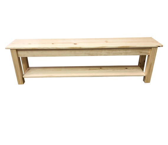 Unfinished Bench With Storage Shelf Bench Shoe Rack Farmhouse