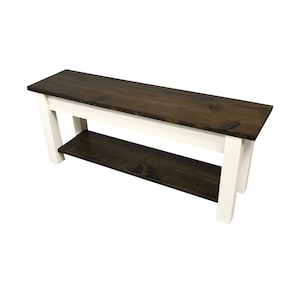 Lillian Homestead Storage shelf Bench/ Shoe rack / Farmhouse Country shabby chic / Rustic Solid Wood / durable polyurethane clear coat